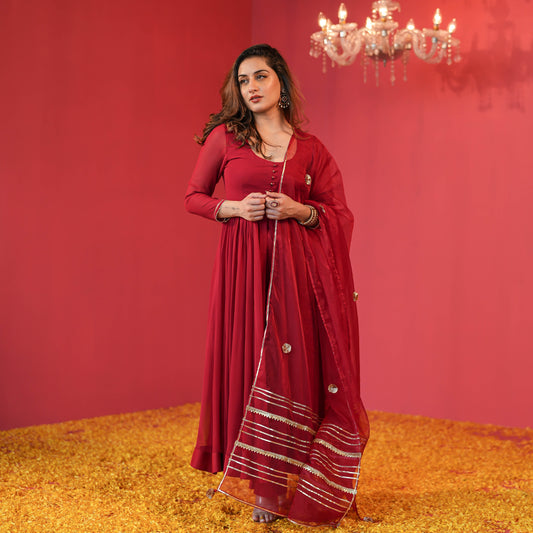 MAROON COTTON SUIT SET