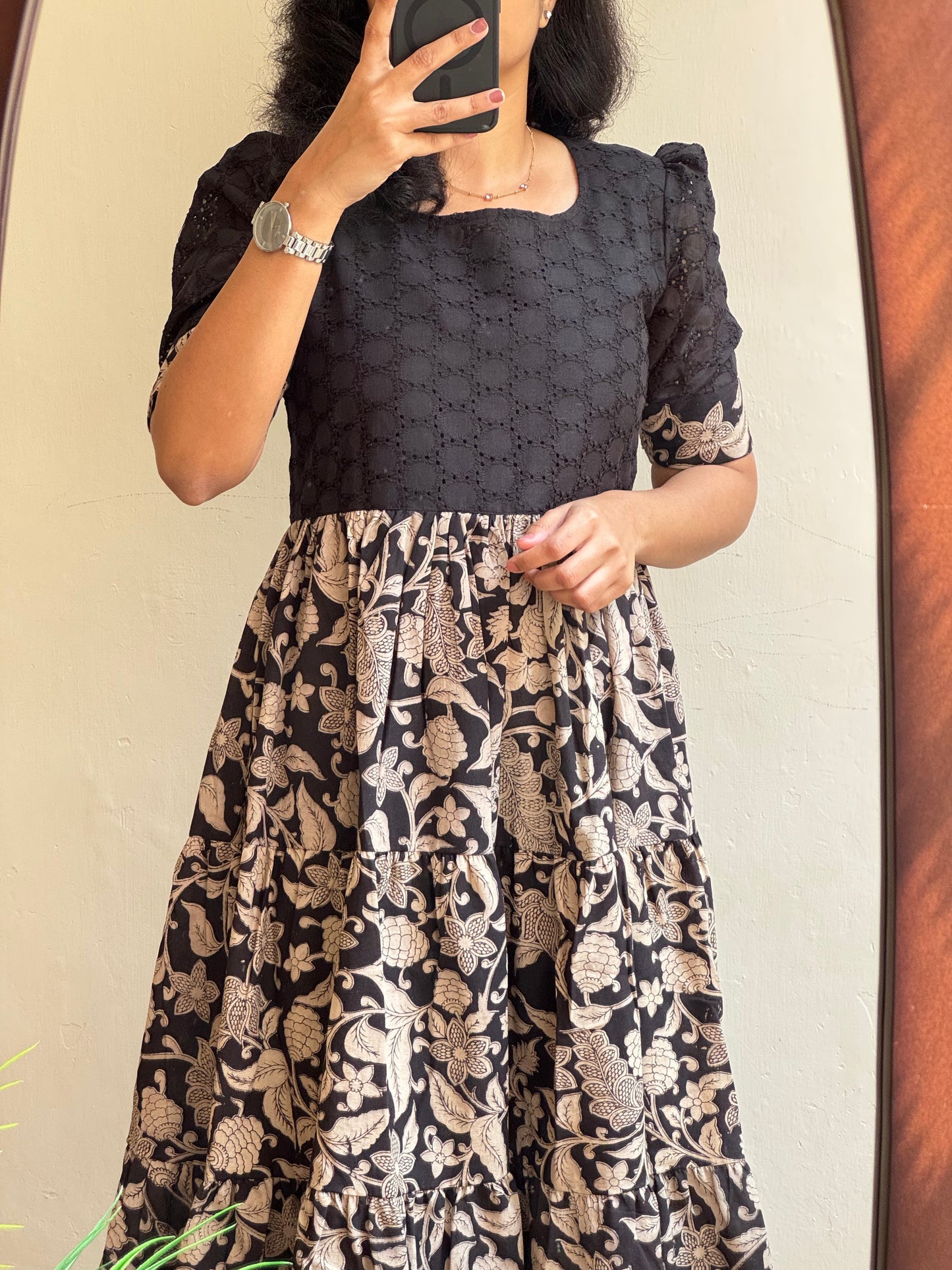 KalaVastra -  cotton hakoba with pure original kalamkari pattern dress