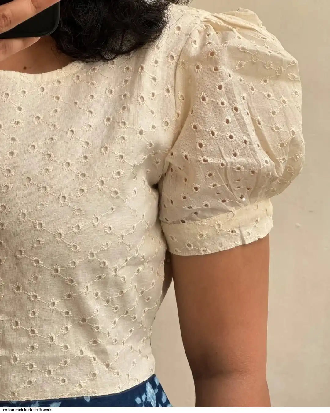 INDIGO CHARM COTTON MIDI KURTI SHIFLI DETAILS WESTERN DRESS