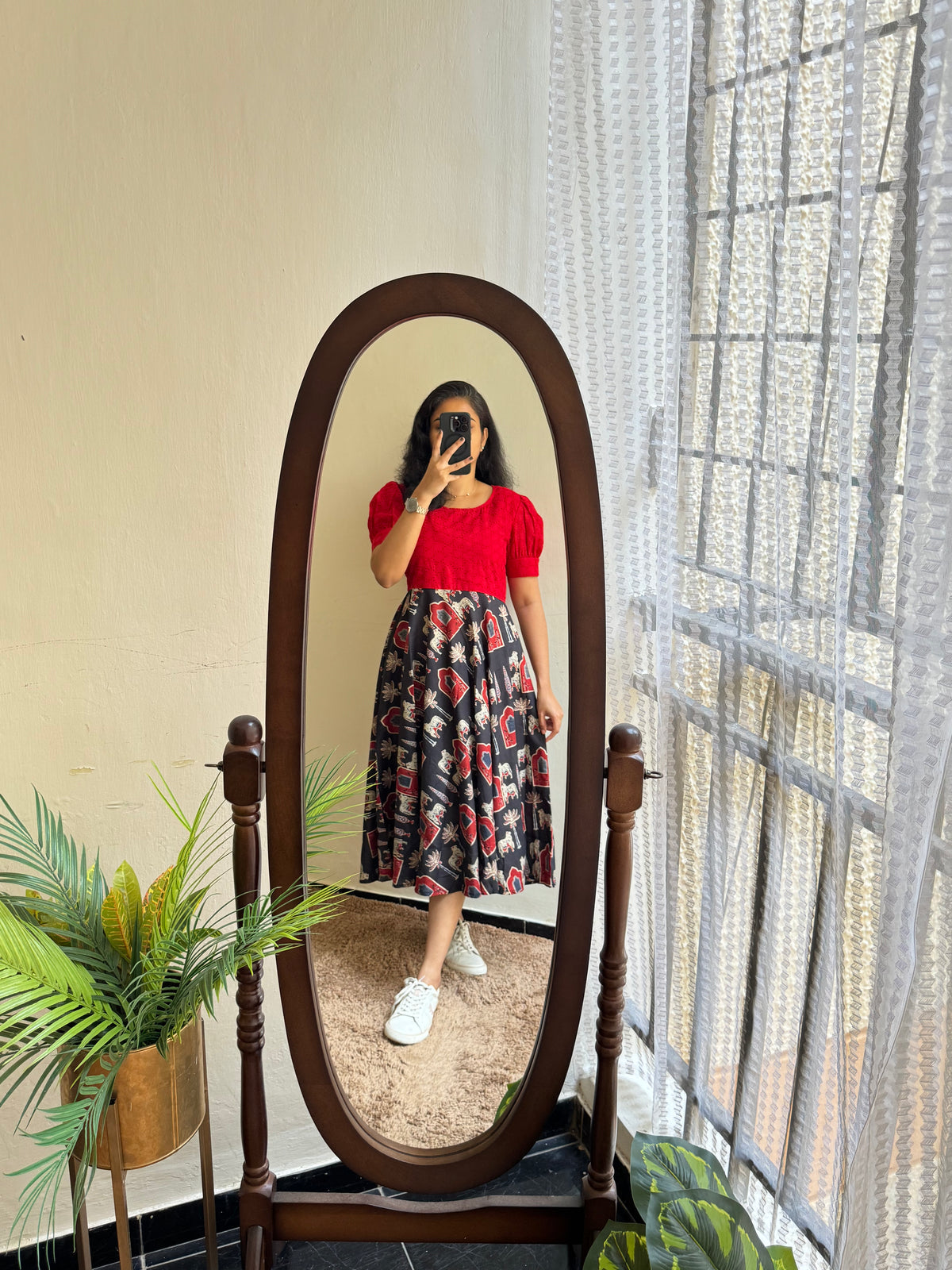 INDIGO CHARM COTTON MIDI KURTI SHIFLI DETAILS WESTERN DRESS