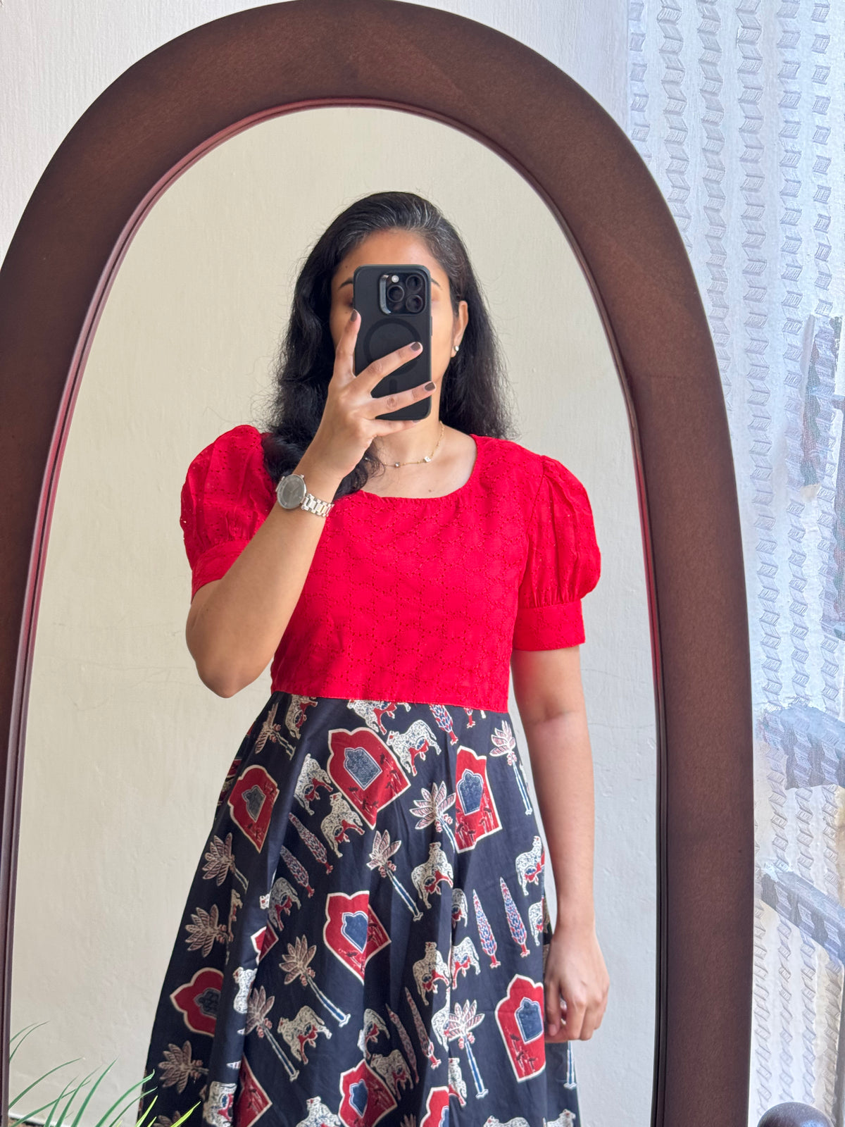 INDIGO CHARM COTTON MIDI KURTI SHIFLI DETAILS WESTERN DRESS