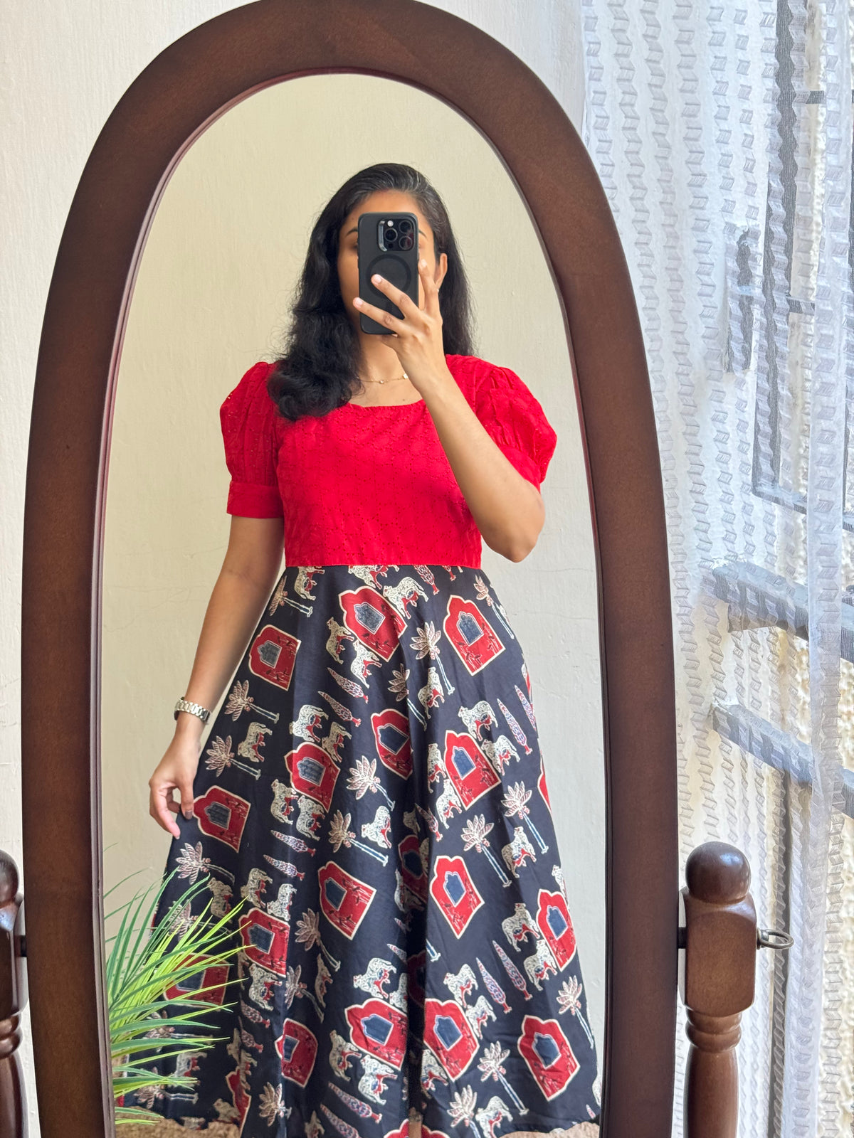 INDIGO CHARM COTTON MIDI KURTI SHIFLI DETAILS WESTERN DRESS