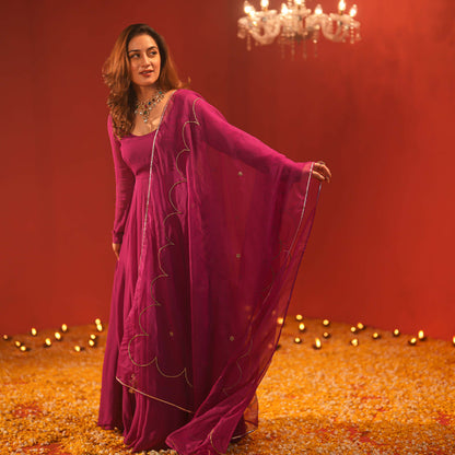 Wedding Speacial Purple Dress With Dupatta