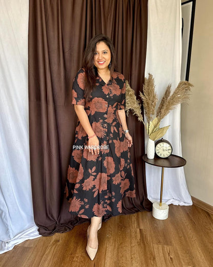 Neelam Aline Flower Print Dress