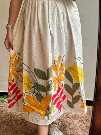 PICSA - BEAUTIFUL FLORAL PATTERN COTTON FLEX DRESS